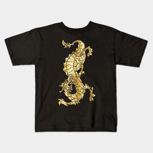 Gold Dragon 08 Kids T-Shirt by Verboten